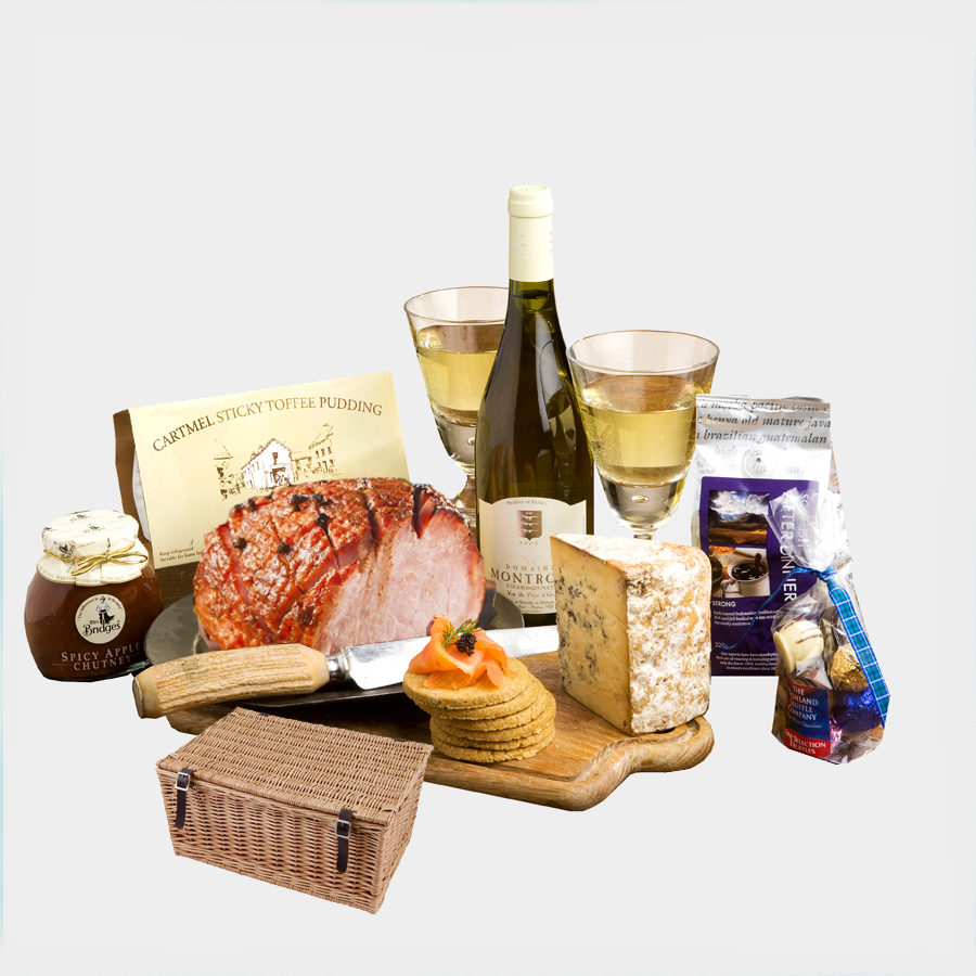 Scottish, Honey, Home Roast Ham Meal Hamper in a Basket