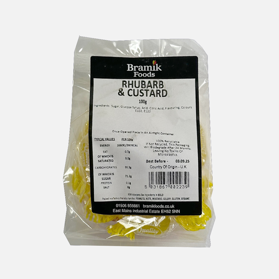 Bramik Rhubarb and Custard 100g