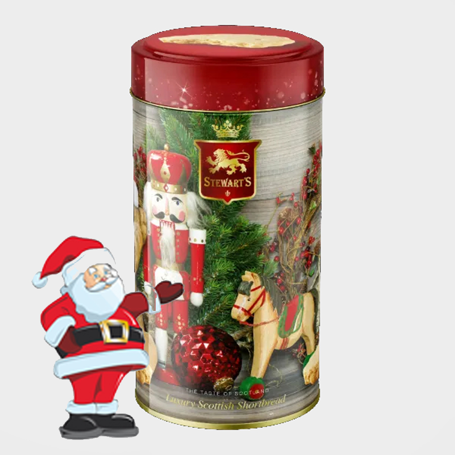 Stewart's Antique Xmas Shortbread Tin Tube 150g